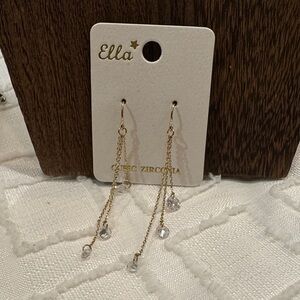 Ella Gold Chain Earrings with Clear Stones